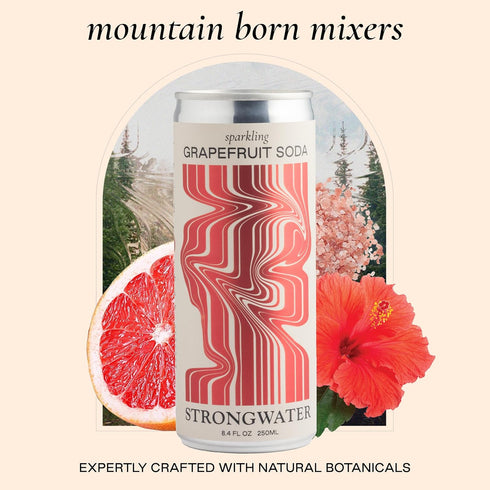12 Pack (8.4 Oz Strongwater Sparkling Grapefruit Soda - Cans Fl Each) - Premium Craft Cocktail Mixer Made with Rocky