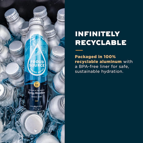 16 Oz (Pack 6) Proud Source Alkaline Spring Water - Rocky Mountain Sourced Mineral Water with Electrolytes, BPA-Free