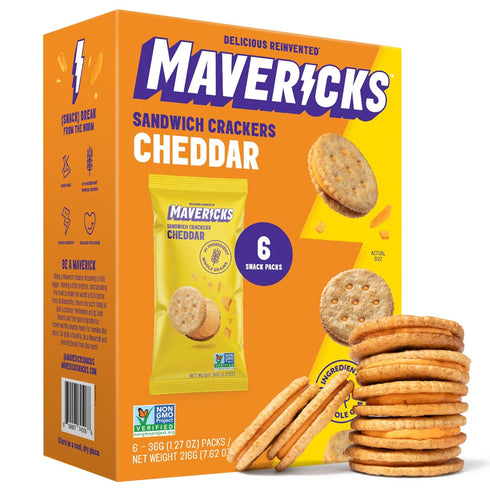 Mavericks Cheddar Sandwich Cracker 6 Count, 1.27 OZ