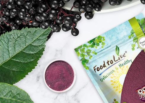 Powder,12 Food to Live Black Elderberry Juice Ounces - Raw Dried Berries, Unsulfured, Vegan, Bulk, For Baking, Juices