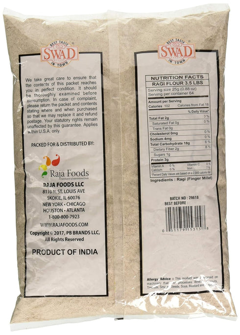 3.5 lbs/1.589 Swad Ragi (Finger Millet) Flour - Kg.