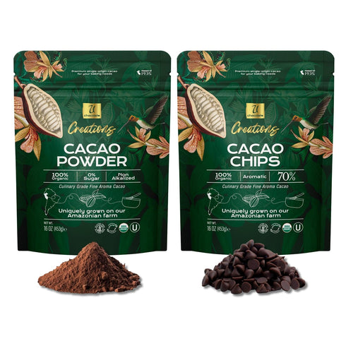 U Organic Cacao Powder + 70% Dark Cacao Chips Bundle Single Origin