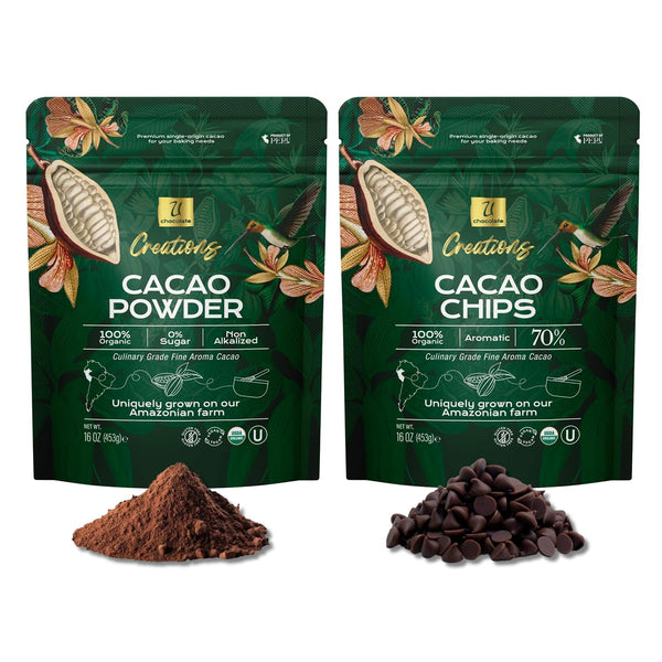 U Organic Cacao Powder + 70% Dark Cacao Chips Bundle Single Origin