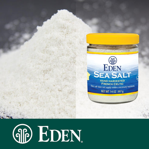 14 oz Eden Sea Salt, Hand Harvested French Celtic, Stone Ground (Fine), Trace Minerals, Unrefined, Glass Jar
