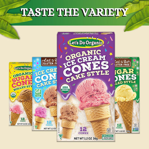 1.2 Oz (Pack 1) Lets Do Organic Ice Cream Cones - Sugar Cones for Ice Cream, Mini Ice Cream Cones, Ice Cream Cups