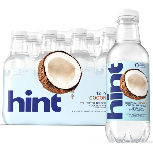 Hint Fruit-Infused Bottled Water, Coconut - Sugar Free Flavored Water with Zero