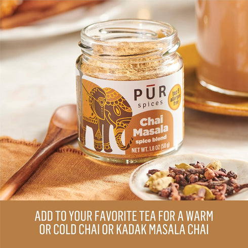 1.8oz PUR Spices Chai Masala I Perfect for Hot or Iced Chai, Latte I All-Purpose Baking Spices I Indian Blend