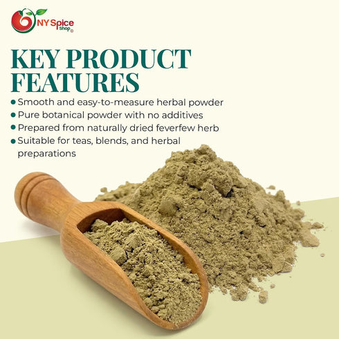 100% 16oz (1lb) Packaging NY Spice Shop Feverfew Herb Powder Pure & All Natural Ground Feverfew Premium Quality Herbal