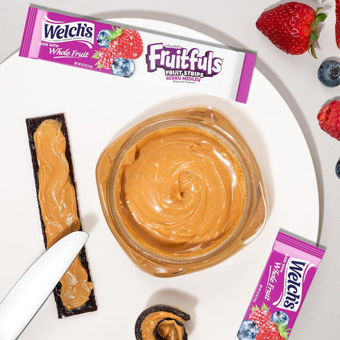 0.5oz (Pack 10) Welch's Absolute Fruitfuls Fruit Strips, Tasty Dried Fruit Snacks for School Lunches, Berry Medley