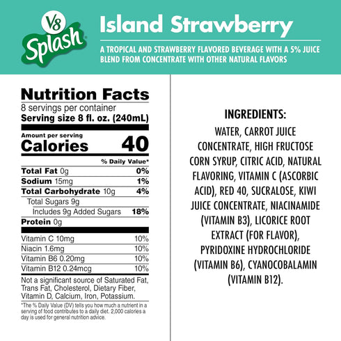 V8 64 oz Splash Island Strawberry Flavored Beverage, fl Bottle