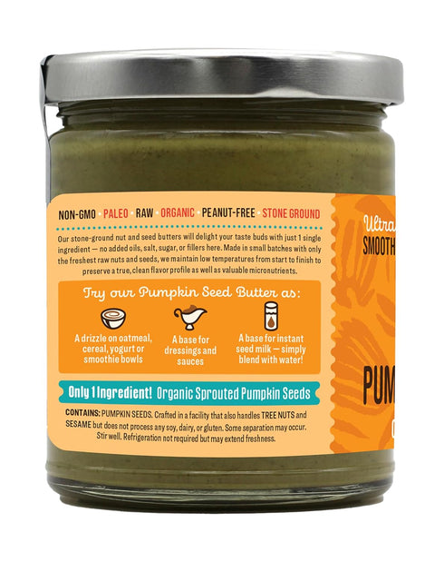 8 oz Pack 3 Dastony Organic Raw Sprouted Pumpkin Seed Butter, | Only One Ingredient | Vegan, Paleo and Keto Friendly