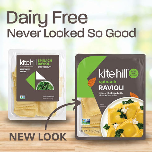 9 Kite Hill Spinach and Almond Milk Ricotta Ravioli Pasta, Ounces, Dairy Free, Non-GMO, Vegan