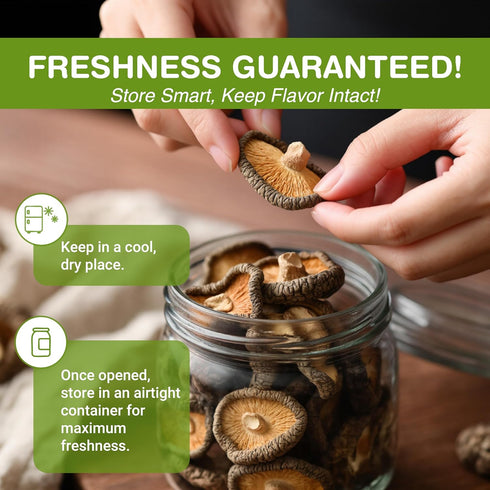 16 oz Amazon Title: Mushroom House Dried Shiitake Premium Mushrooms, Whole, - Naturally Dried, Rich Umami Flavor
