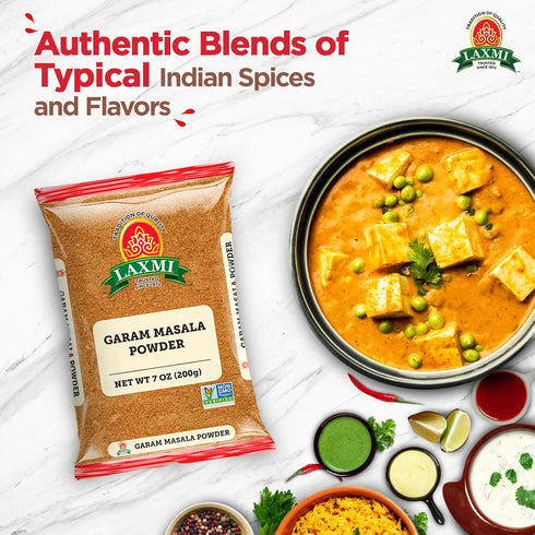 Laxmi Garam Masala 7 Oz (200gm) - Aromatic Blend of Salt-Free Seasonings and Spices, Non-GMO