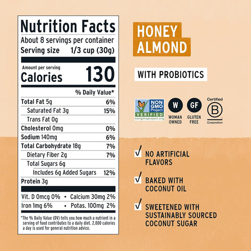 (3 8oz Purely Elizabeth, Honey Almond, Ancient Grain Granola with Probiotics, Gluten-Free Ct, Bags)