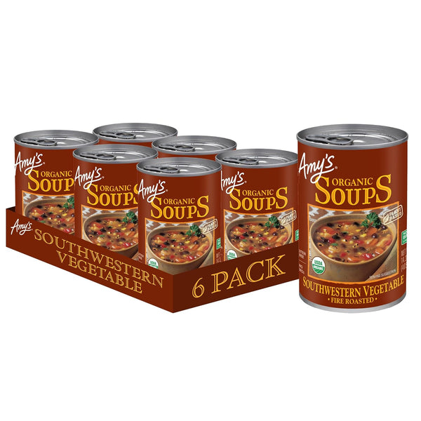 Amys Soup, Vegan Fire Roasted Southwestern Vegetable Soup With Organic Black Beans,