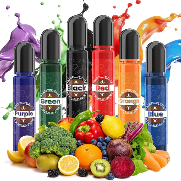 Natural Food Coloring - 6 x 10ml Dye Free Food Coloring Liquid,