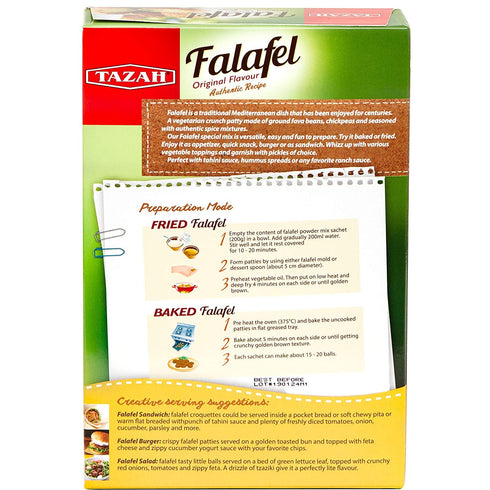 Tazah Falafel Mix, 7oz (200g), Delicious Vegetarian Crunch Patties Powder Mix