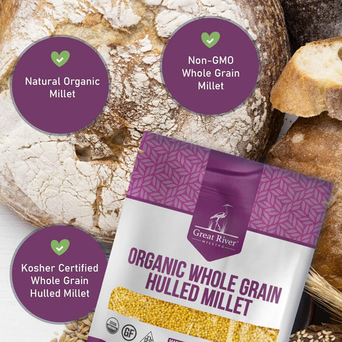 5 Lb Great River Milling Organic Hulled Millet | Whole Grain Ancient Grain | Gluten-Free, High-Fiber Superfood |