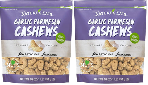 Nature's Eats Garlic Parm Cashews 16oz (Pack of 2)