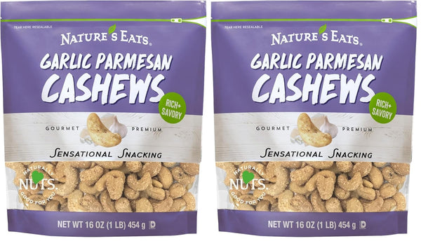 Nature's Eats Garlic Parm Cashews 16oz (Pack of 2)
