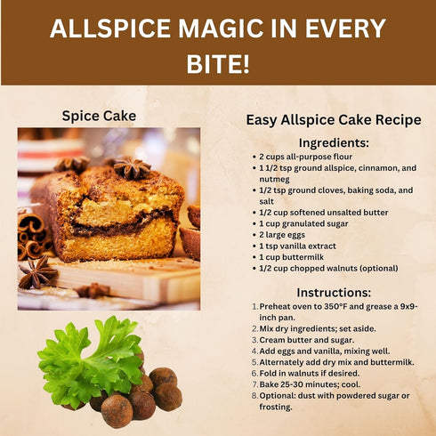 16 oz. SPICY ORGANIC Pure Organic Allspice Berries Whole Certified USDA Organic - Premium Pimento Seeds and Peppers