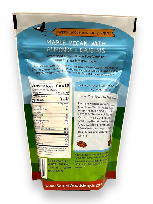 10oz 3 Barred Woods Maple Crunch Granola - Maple Pecan with Almonds and Raisins - Sweetened With Only Our Own Vermont