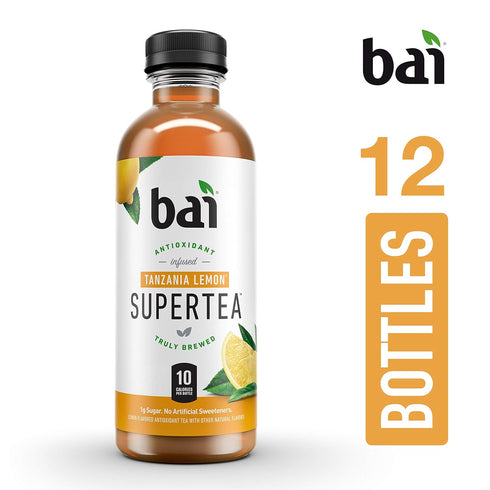 18 (Pack 12) Bai Iced Tea, Tanzania Lemon, Antioxidant Infused Supertea, Crafted with Real Tea (Black Tea, White Tea)