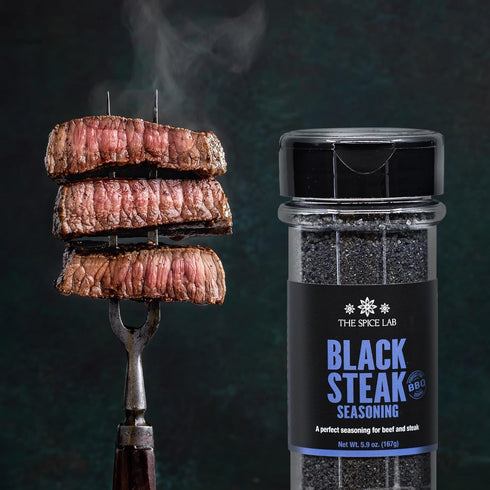 The Spice Lab Black Steak Seasoning Premium Charcoal Grill Blend for Meat, Perfect for Chicken, Pork & Beef, Bold