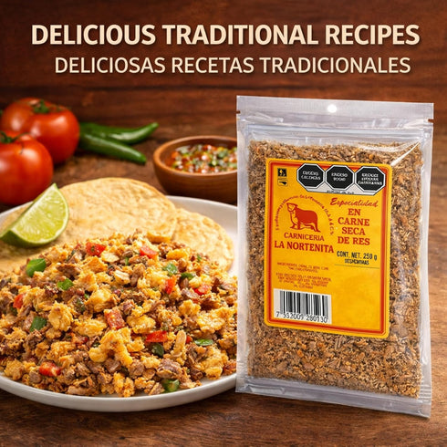 LA NORTENITA 250g (8.8oz) Beef Jerky - Carne Seca de Res, - Shredded Beef Snacks, Jerky Snacks, Meat Snacks - All