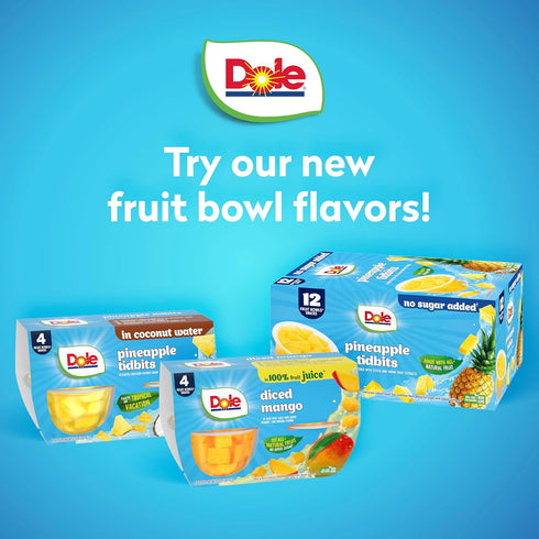 4 oz 12 Pack Dole Diced Peaches No Sugar Added - Dole Fruit Bowls Snacks - Fruit Bowls