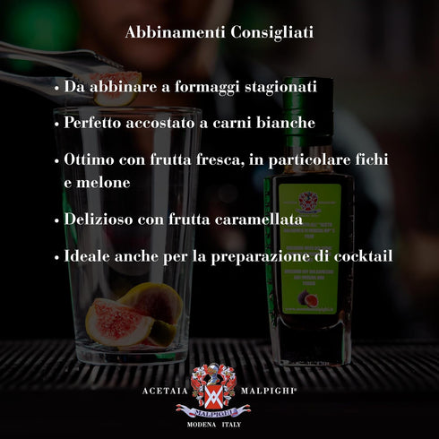 Acetaia (100ml 3,38 Oz) Malpighi - Dressing with Balsamic vinegar of Modena and Figs - fl