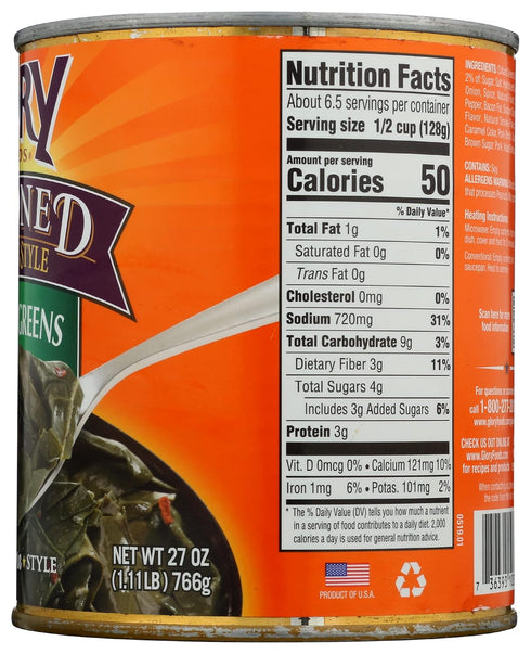 Glory Foods 27 oz Seasoned Southern Style Collard Greens
