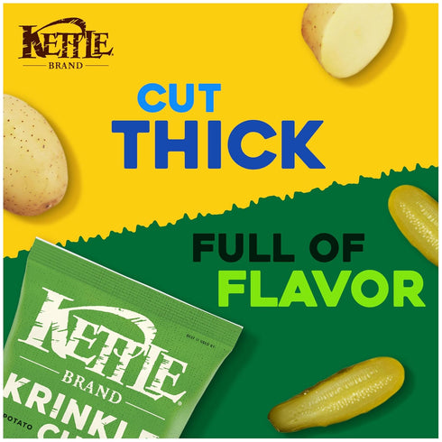 7.5 Oz Kettle Brand Potato Chips, Krinkle Cut, Dill Pickle Kettle Chips