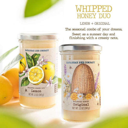 Set 12 oz Set (12 Oz, Savannah Bee Whipped Honey Gift - Gourmet Honey Duo Original and Lemon)