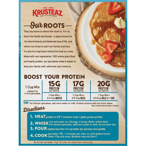 15g 20 oz (Pack 8) Krusteaz Protein Buttermilk Pancake and Waffle Mix, Protein Per Serving, Boxes