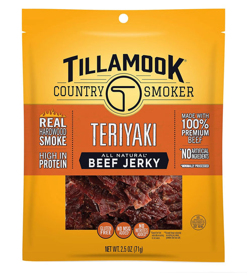 Tillamook Country Smoker Real Hardwood Smoked Beef Jerky, Teriyaki Flavor, 2.5 Ounce