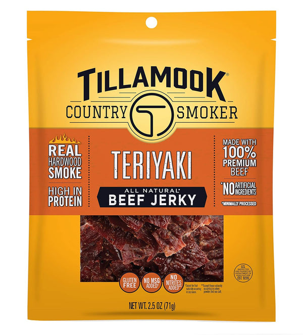 Tillamook Country Smoker Real Hardwood Smoked Beef Jerky, Teriyaki Flavor, 2.5 Ounce