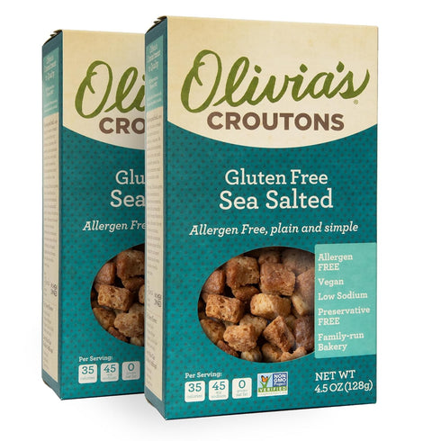 Olivias Gluten Free Sea Salt Flavor Croutons For Salad Crunchy Garlic Soup