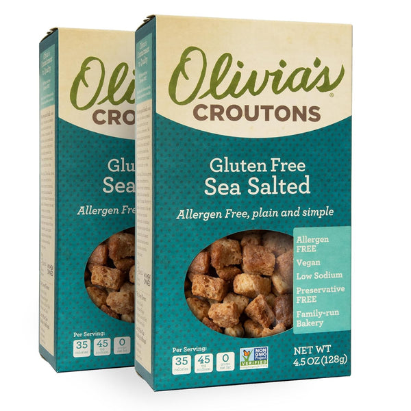 Olivias Gluten Free Sea Salt Flavor Croutons For Salad Crunchy Garlic Soup