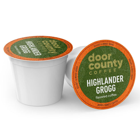 County 30 Count 100% Door Coffee Highlander Grogg Flavored Ground - Single Serve Cups - Medium Roast - Specialty