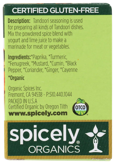 Spicely Organic Tandoori Masala Seasoning, 0.45 oz, Certified Gluten Free