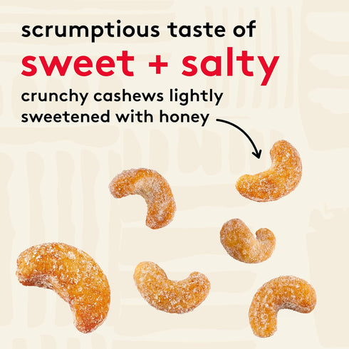 10.5 Snak Club Bags Honey Cashews, Crunchy, Glazed, Gluten-Free, Family Size, Ounce