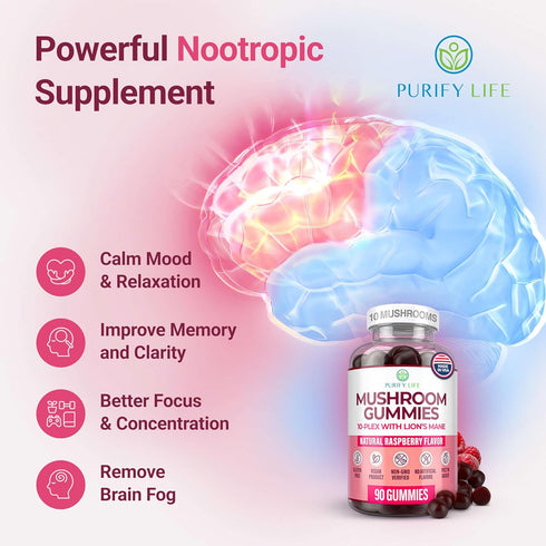 Gummies Immune (90 2500mg/serving) World's First Mushroom Complex with Lions Mane, Support & Stress Relief, Nootropic