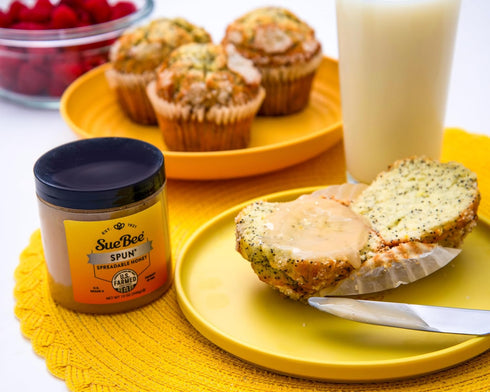 12 (Pack 1) Sue Bee Premium Spun Honey, Pure Honey, Product of USA, US Grade A, Whipped Honey, Ounce