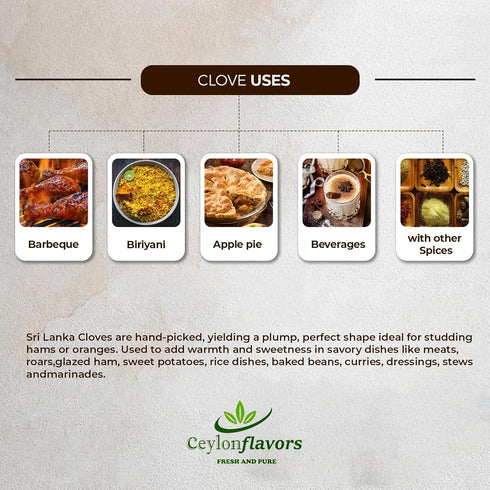 CEYLONFLAVORS Organic Hand Picked Whole Cloves, 3.5 oz, Fresh and Pure from USDA Certified Organic Farm