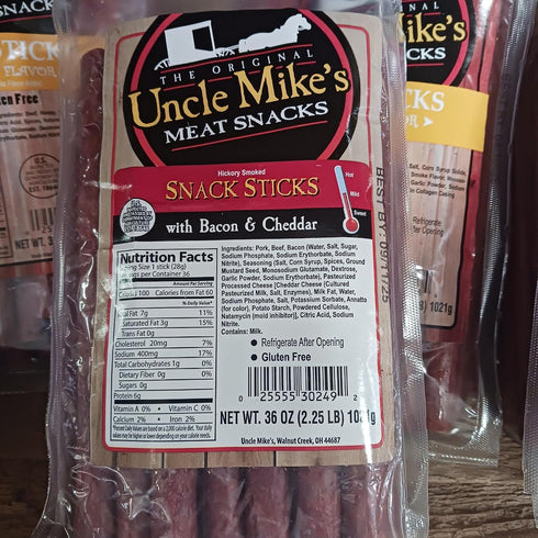 2 Walnut Creek Foods Jerky Sticks, Hickory Smoked Meat Snacks Pound Bag, Bacon Cheddar