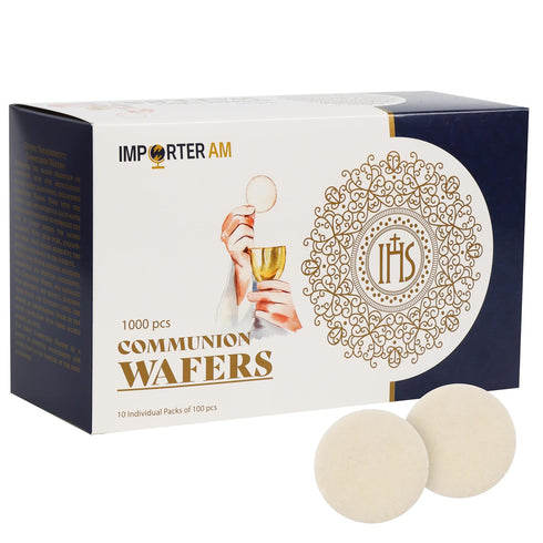 Importer AM Church Communion Wafers Round 1 3/8", 1000 Count Hosts for Communion Service