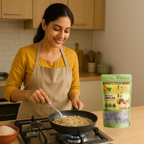 450 (1 lb) Danodia Foods Ragi Semolina (Finger Millet Rava) g Stone-Ground, Coarse Texture Naturally Gluten-Free