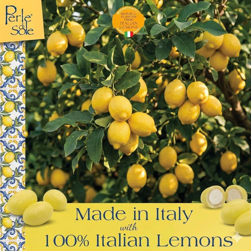 (5.29 oz.) 2-Pack Perle di Sole Lemon Chocolate Covered Almonds - White Chocolate Lemon Almonds - Italian Food Products